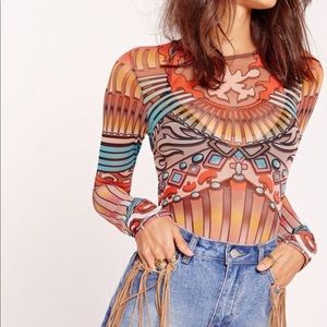 MISSGUIDED Bold print mesh bodysuit ✨